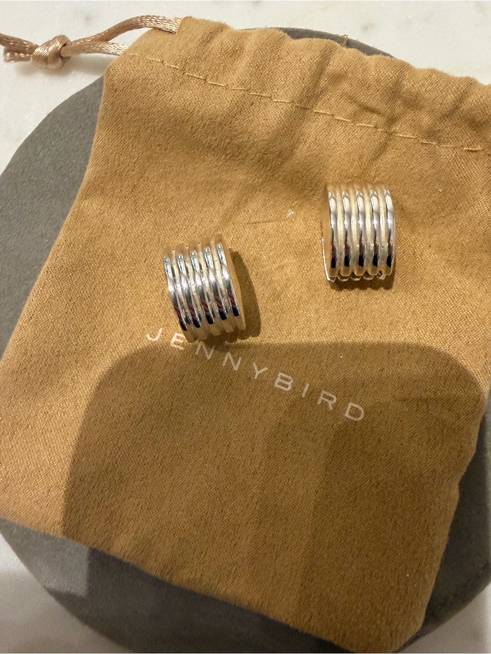 Jenny Bird Silver Toni Super-Wide Ribbed Earrings